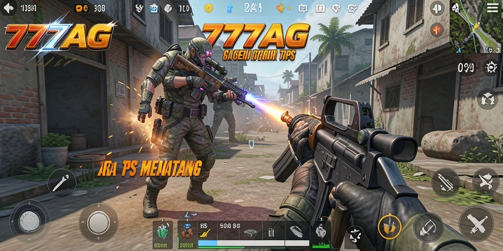 Tangkapan layar menunjukkan pertempuran seru dalam 777AG dengan karakter dinamis.
