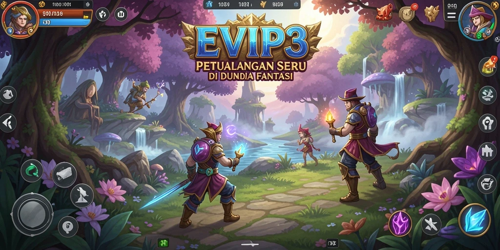 Gameplay EVIP3 menampilkan karakter berpetualang di dunia yang menakjubkan.
