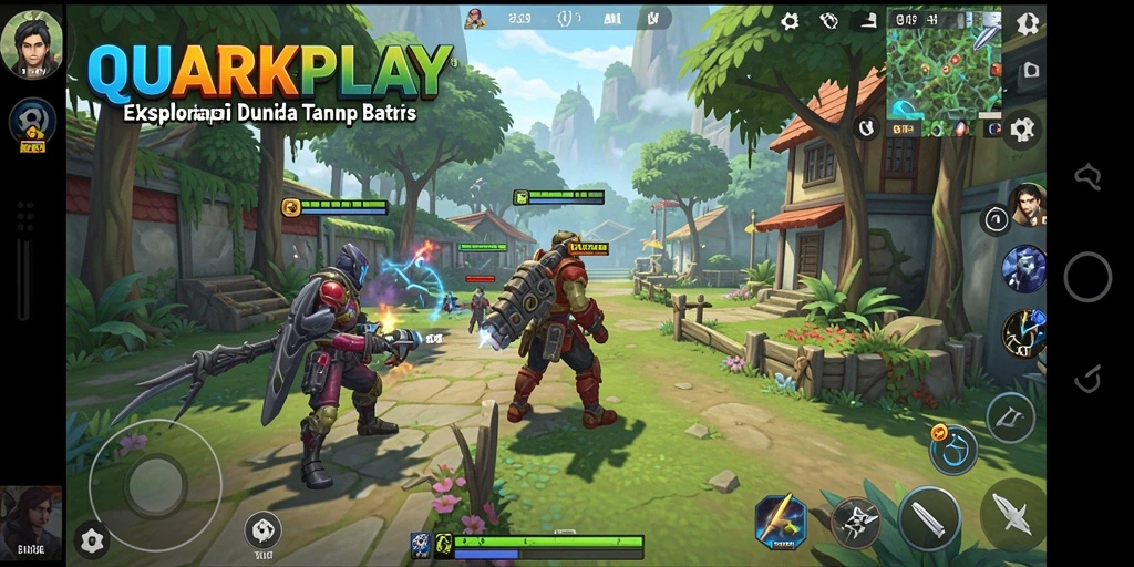 Tampilan screenshot game Open World QUARKPLAY dengan pemandangan menakjubkan.