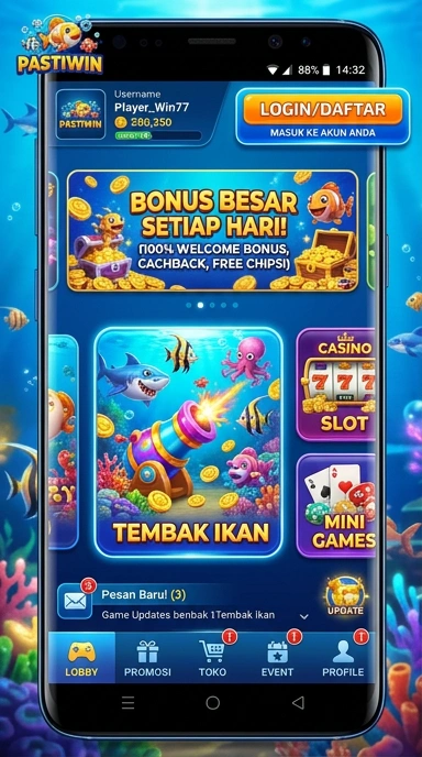 Tampilan antarmuka aplikasi pastiwin yang user-friendly.